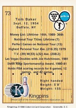 1990 Collect-A-Card Kingpins #73 Tom Baker Back